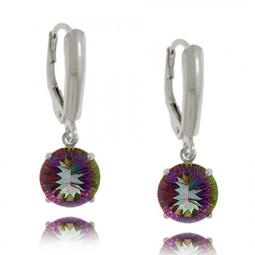 Mystic Fire Topaz Earrings Sterling Silver Dangles -New