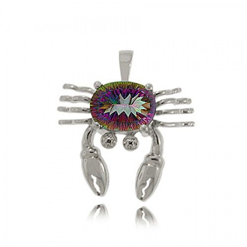 Crab Pendant Mystic Fire Topaz Sterling Silver Ladies