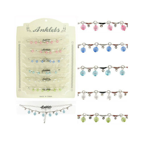 Silvertone Anklets with Rhinestone Accents Case Pack 60