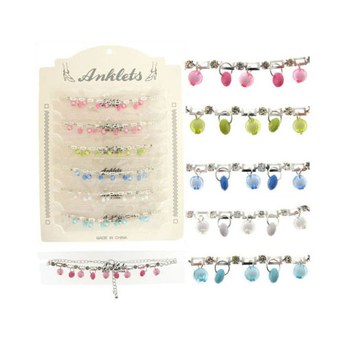 Silvertone Anklet w/ Bead Charms Case Pack 60