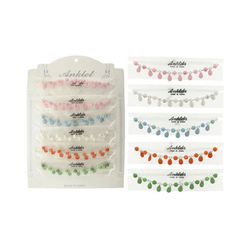Anklets with Color Teardrop Charms Case Pack 60