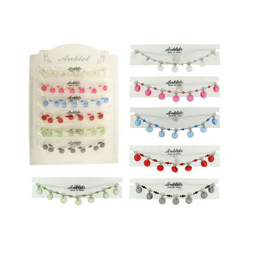 Anklets w/Disc Dangles- Assorted Colors Case Pack 60