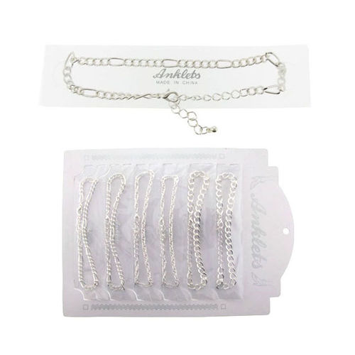 Silvertone Chain Anklets Case Pack 60