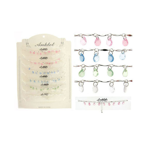 Anklets w/Faceted Oval Charms Case Pack 60