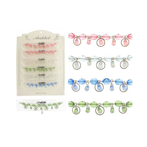 Anklets w/Transparent Teardrop Charms Case Pack 60