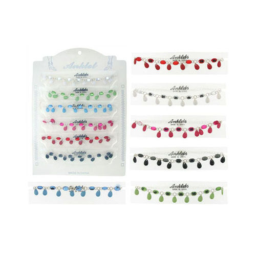 Anklets w/ Acrylic Teardrop Dangles Case Pack 60