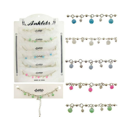 Anklets with Acrylic Bead Dangles Case Pack 60