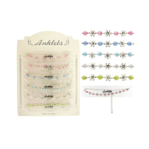 Anklet w/Flower & Rhinestone Accents Case Pack 60