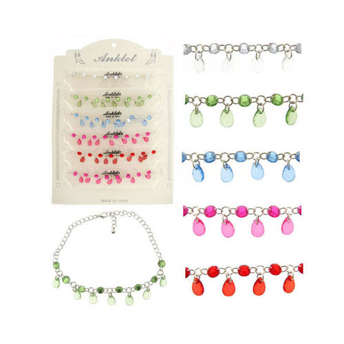 Anklet w/Teardrop Color Charms Case Pack 60