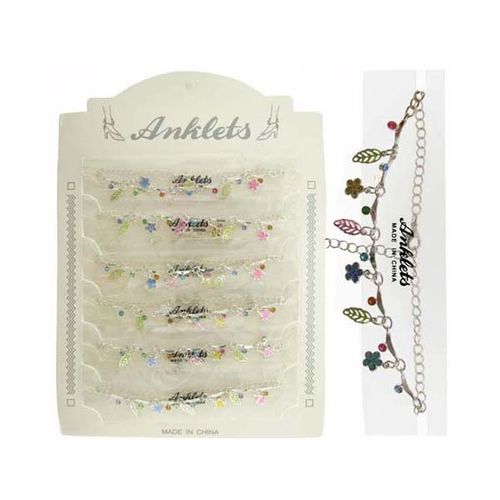 Anklet w/Leaf and Flower Dangle Charms Case Pack 60