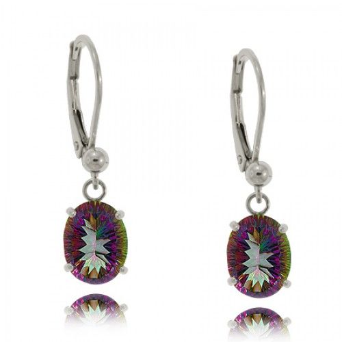Radiant Mystic Fire Topaz Earrings Silver Dangle Ovals