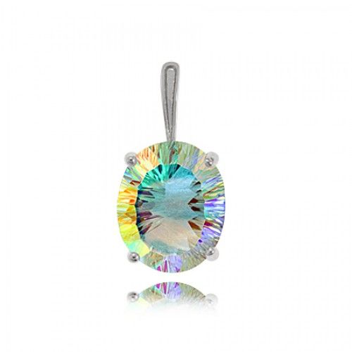 Sea Mist Topaz Pendant Sterling Silver - Oval Solitaire