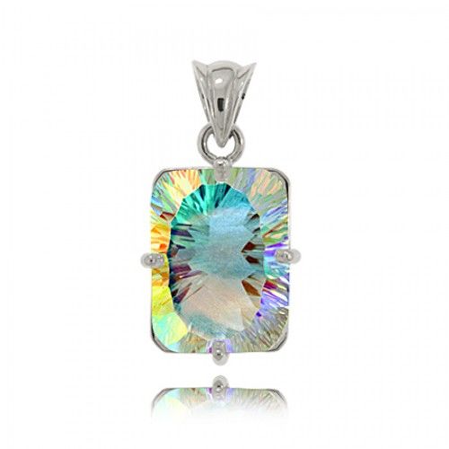 Radiant Sea Mist Topaz Pendant in Sterling Silver - New