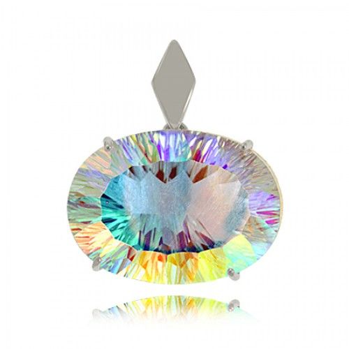 Sea Mist Topaz Pendant in Sterling Silver Radiant Oval
