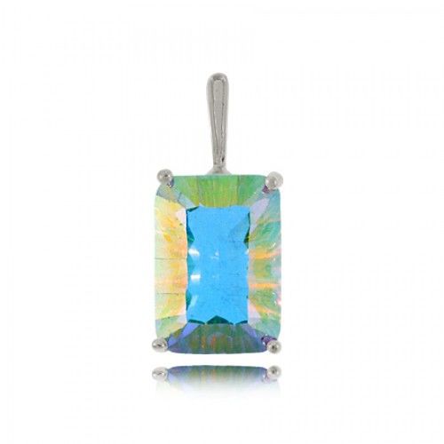 Sea Mist Topaz Pendant in Sterling Silver - Rectangle
