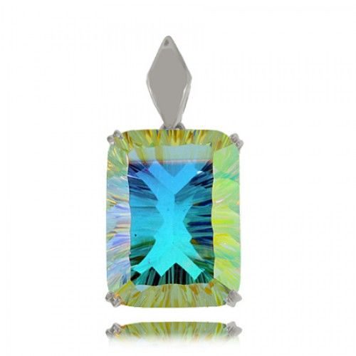Radiant Sea Mist Topaz Pendant Silver Rectangle Ladies