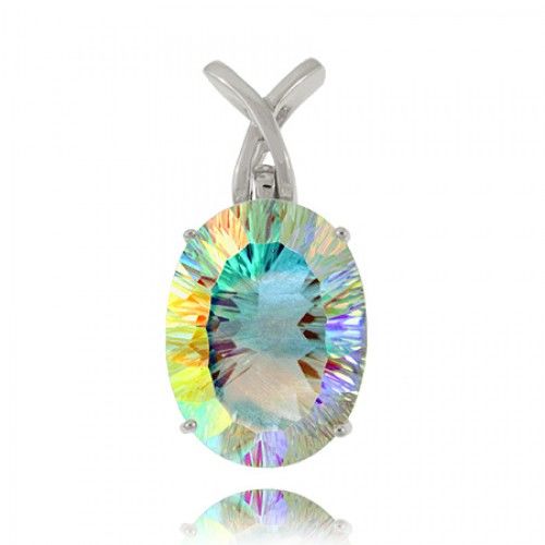 Sea Mist Topaz Kiss Pendant Sterling Silver Radiant New