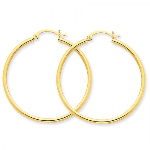 Gold Hoop Earrings - 10k Yellow W/ Hinged Post Closures