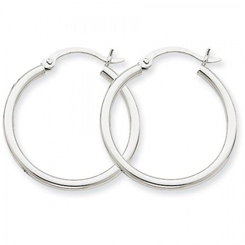 Lightweight Hoop Earrings in 10k White Gold - Hollow