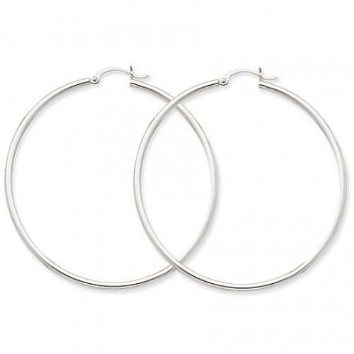 White Gold Hoop Earrings 10k Classic Smooth Tubes