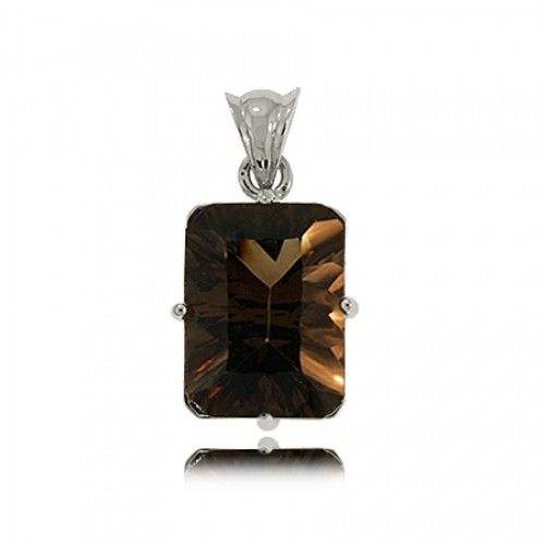 Radiant Smokey Quartz Pendant Sterling Silver Rectangle