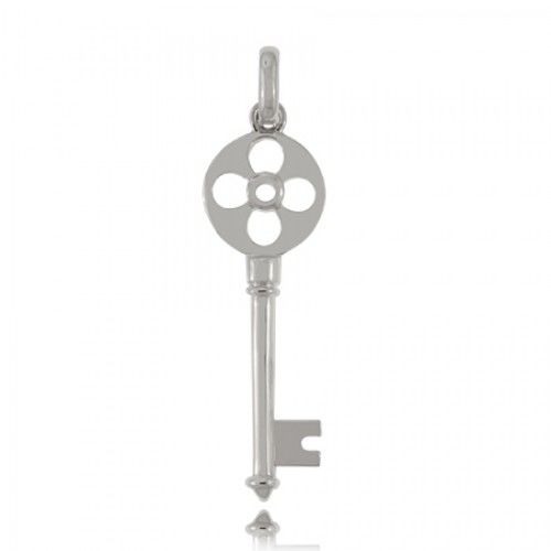 Flower Key Pendant in Sterling Silver 40mm Tall Charm