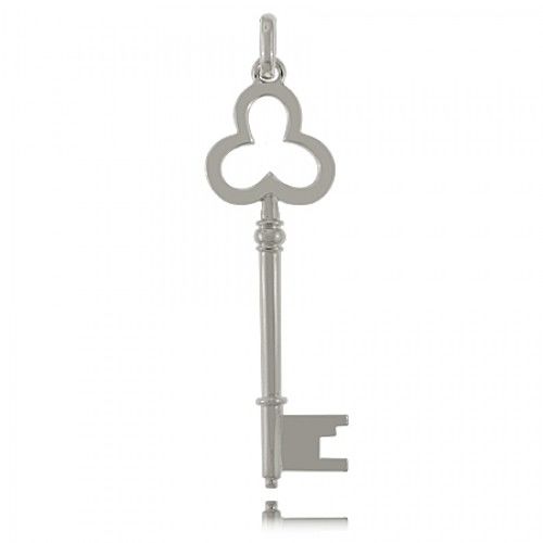 Clover Key Pendant Sterling Silver 52mm Tall - Flawless