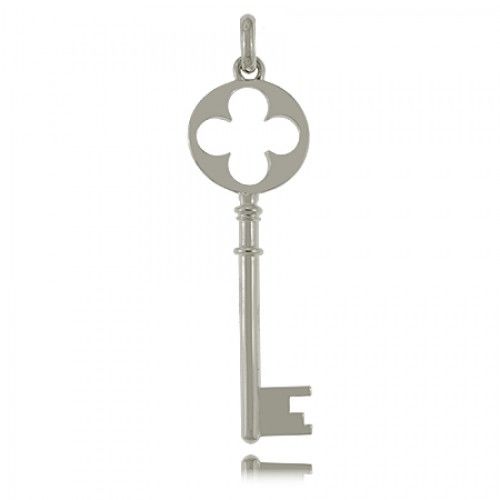 Clover Key Pendant Sterling Silver 52mm Tall - Polished