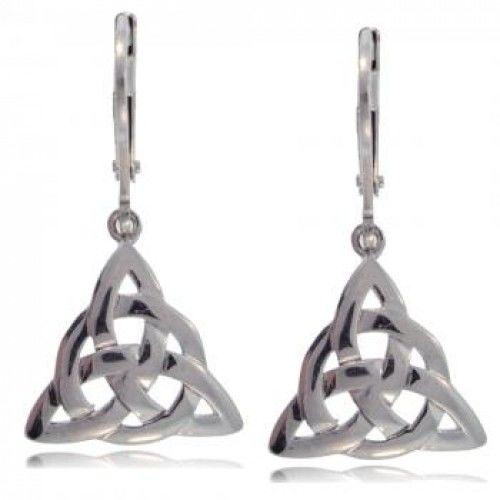 Celtic Trinity Knot Earrings Sterling Silver Leverback