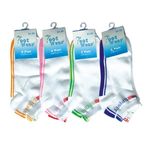 Ladies Ankle Socks White Assorted Colors Case Pack 72