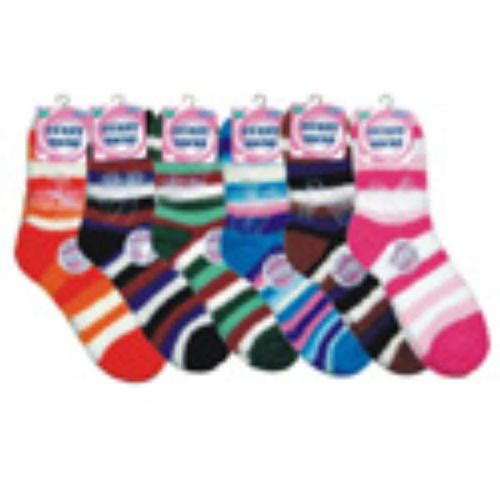 Ladies Dark Fuzzy Crew Socks Case Pack 72