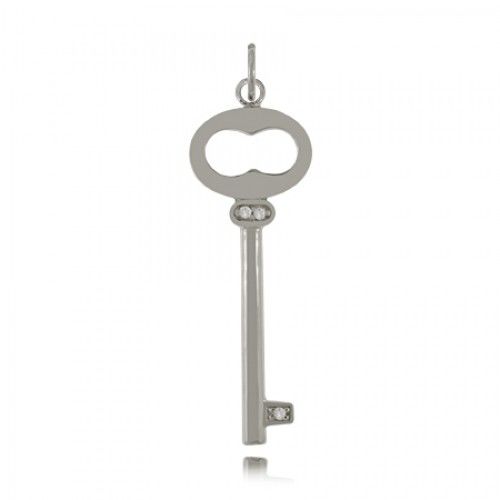 Sterling Silver Key Pendant - Jeweled with Figure 8