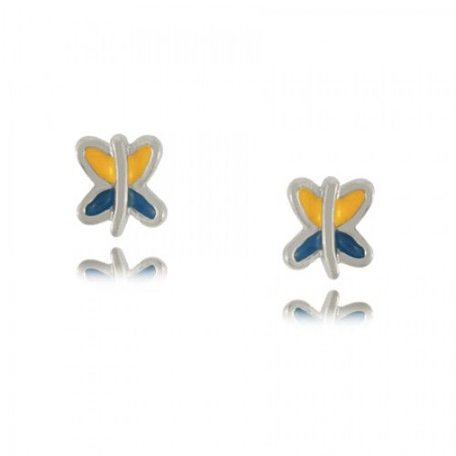 Child'S Enamel Butterfly Earrings in Sterling Silver For Babies & Girls