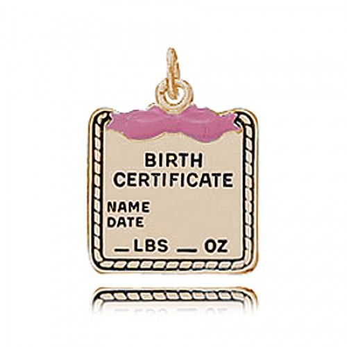 Birth Certificate Pendant Baby Girls - Vermeil Style