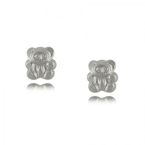 Polished Teddy Bear Baby Earrings in Sterling Silver