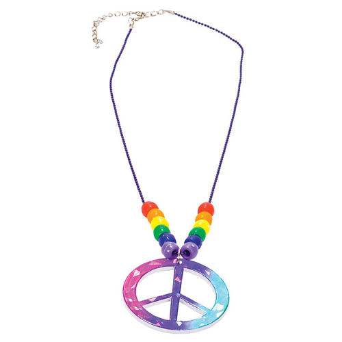 18"" Rainbow Peace Sign Necklace Case Pack 12