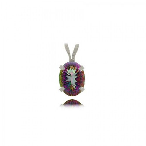 Oval Mystic Fire Topaz Pendant in Sterling Silver 1 Ct
