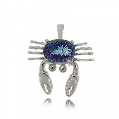 Neptune'S Garden Topaz Crab Pendant in Sterling Silver
