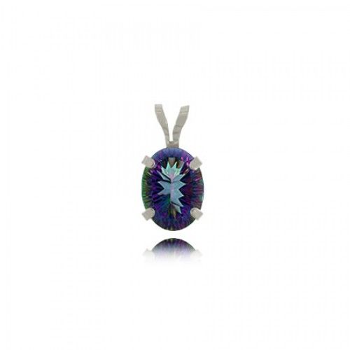 Radiant Neptune'S Garden Mystic Topaz Pendant - Silver