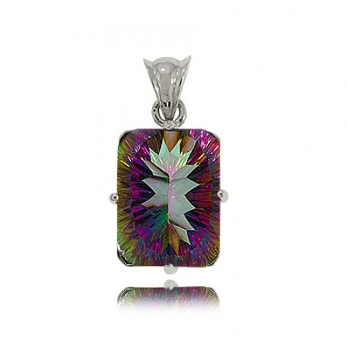 Radiant Mystic Fire Topaz Pendant with Decorative Bail