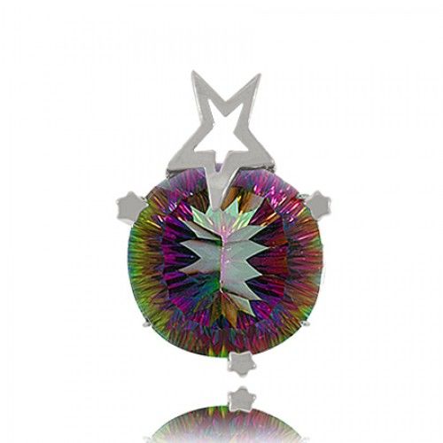 Star Radiant Mystic Fire Topaz Pendant Sterling Silver