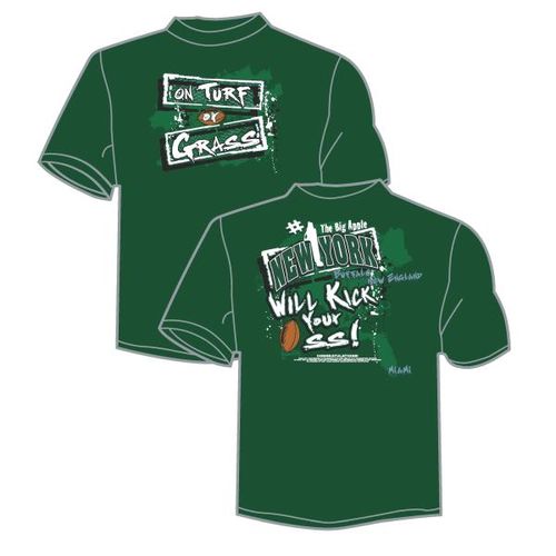New York Football ""On Turf or Grass"" T-Shirt-Green Case Pack 24