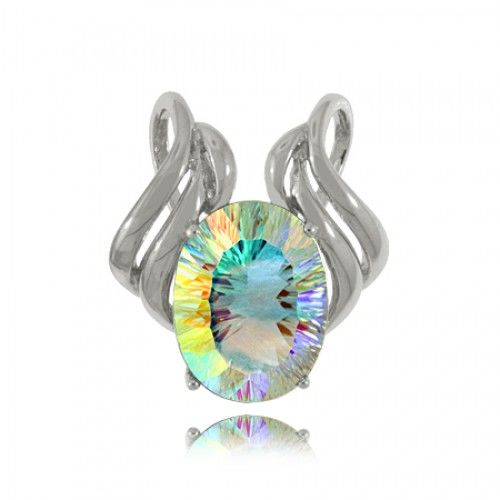 Sea Mist Topaz Pendant - Oval Sterling Silver Slide