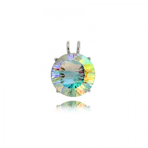 Sea Mist Topaz Pendant Sterling Silver - Radiant Round