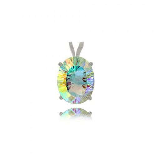 Oval Sea Mist Topaz Pendant Sterling Silver Radiant Cut