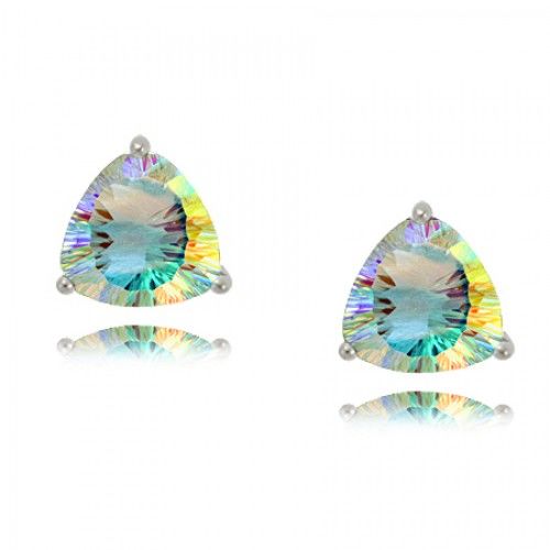 Trillion Sea Mist Topaz Earrings Sterling Silver Studs