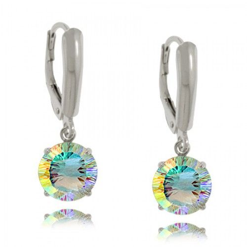 Sea Mist Topaz Earrings - Sterling Silver Round Dangles