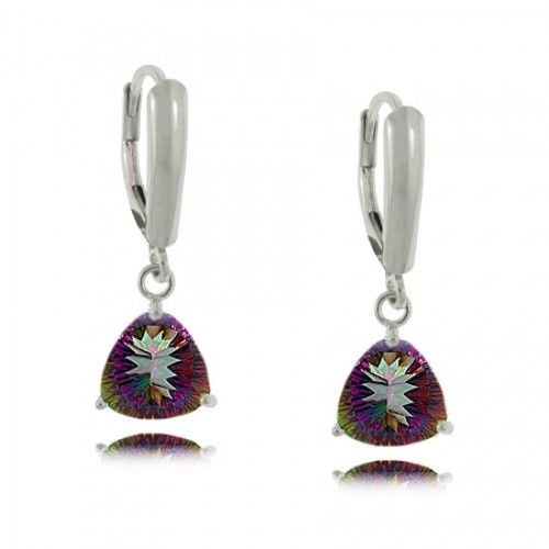 Trillion Mystic Fire Topaz Earrings Sterling Silver