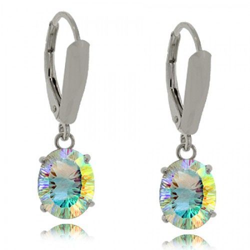 Sea Mist Topaz Earring Radiant Ovals in Sterling Silver