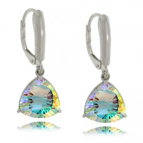 Sea Mist Topaz Earrings Sterling Silver Trillion Dangle